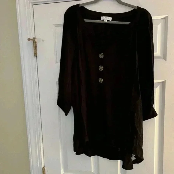 New Directions black button front shirt size 2X - Picture 1 of 6